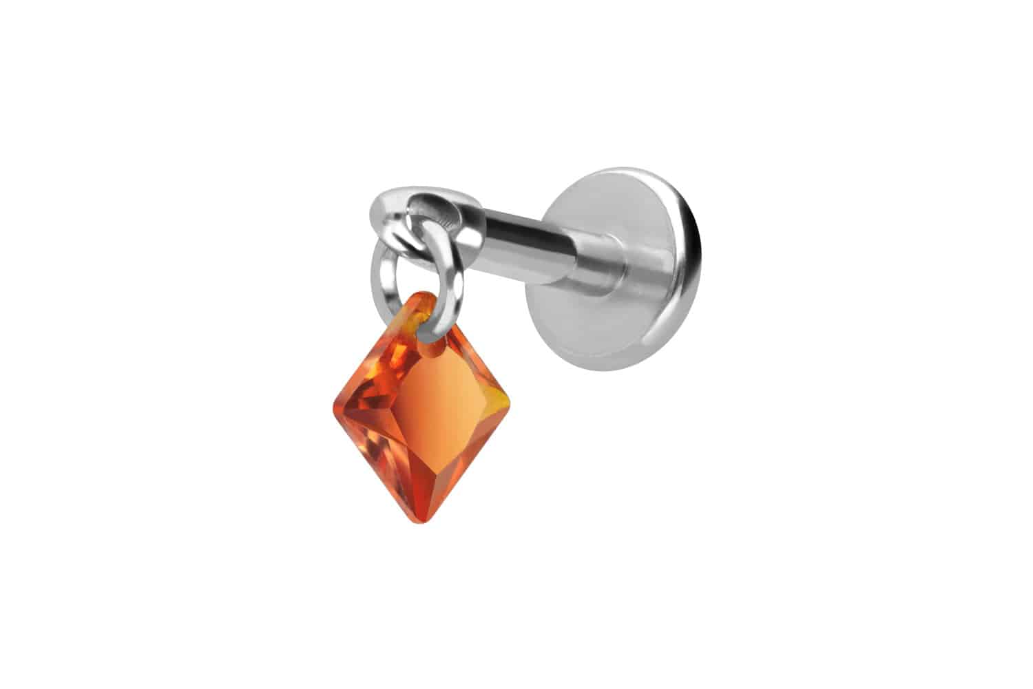 Titan Labret Piercing mit Innengewinde KRISTALLQUADRAT